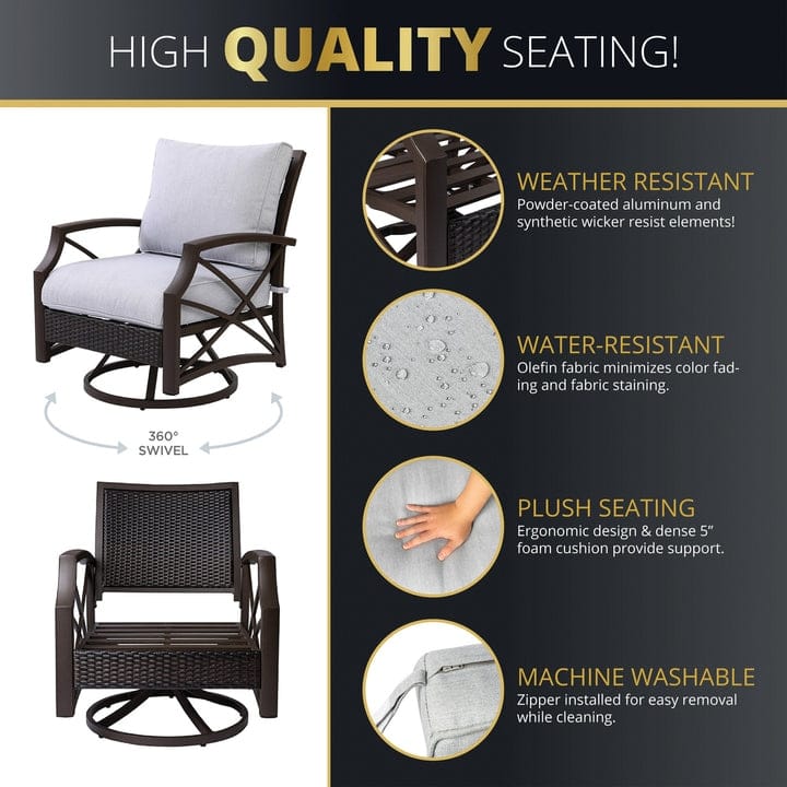Elio 5 PC Propane Fire Pit Table Set for Patio (50,000 BTU)