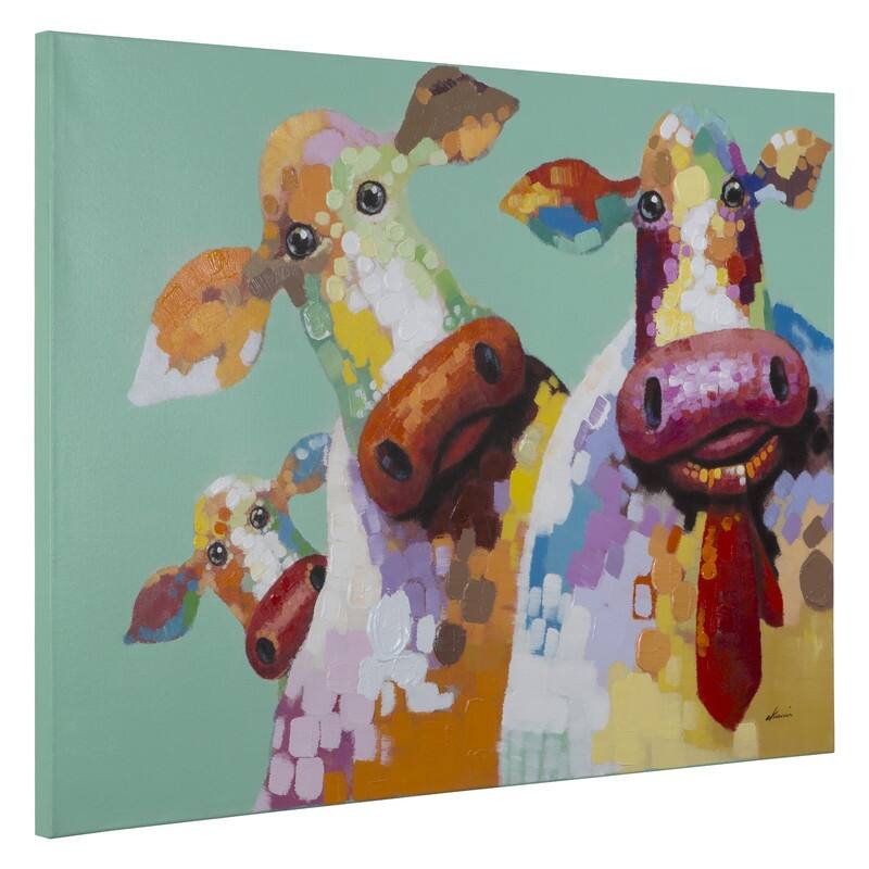 Yosemite Home Decor Curious Cows I Original Hand-Painted Wall Art - multi