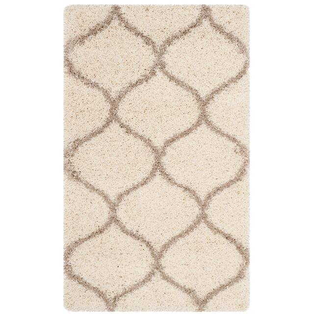 SAFAVIEH Hudson Shag Ogee Trellis 2-inch Thick Area Rug - 2' x 3' - Ivory/Beige