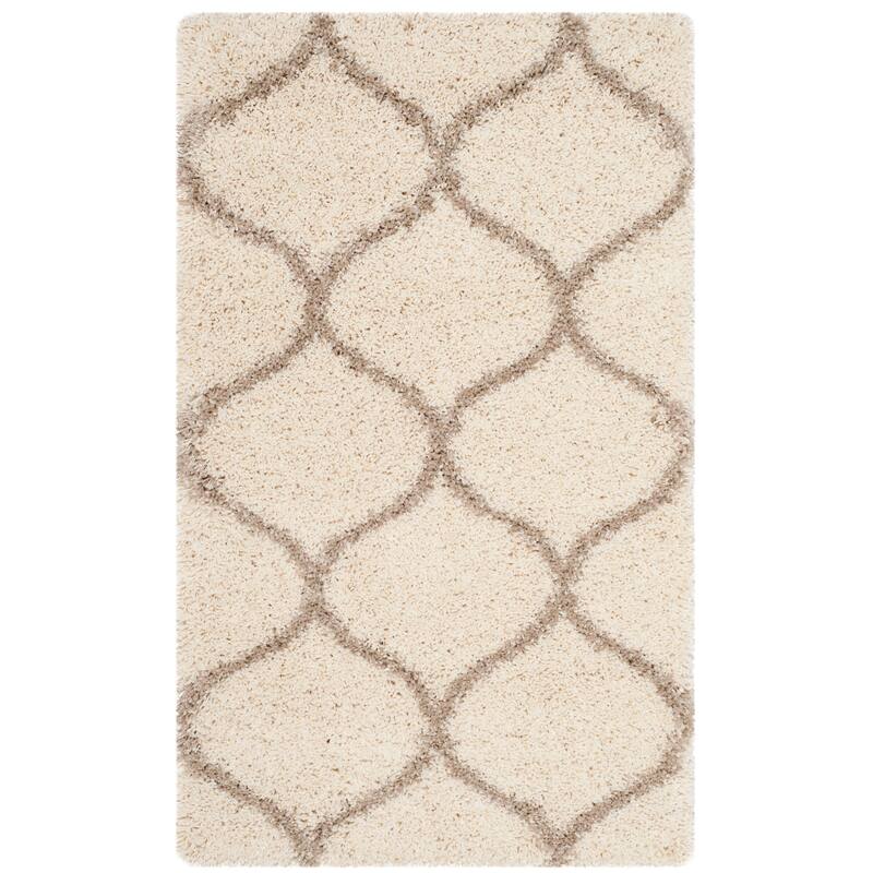 SAFAVIEH Hudson Shag Pushpa Trellis 2-inch Thick Area Rug - 2' x 3' - Ivory/Beige