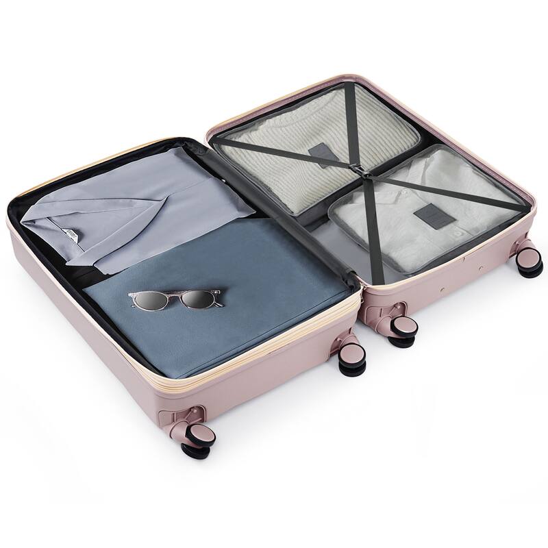 Luggage Set of Three, ABS Hard Shell Luggage with Spinner Wheels.