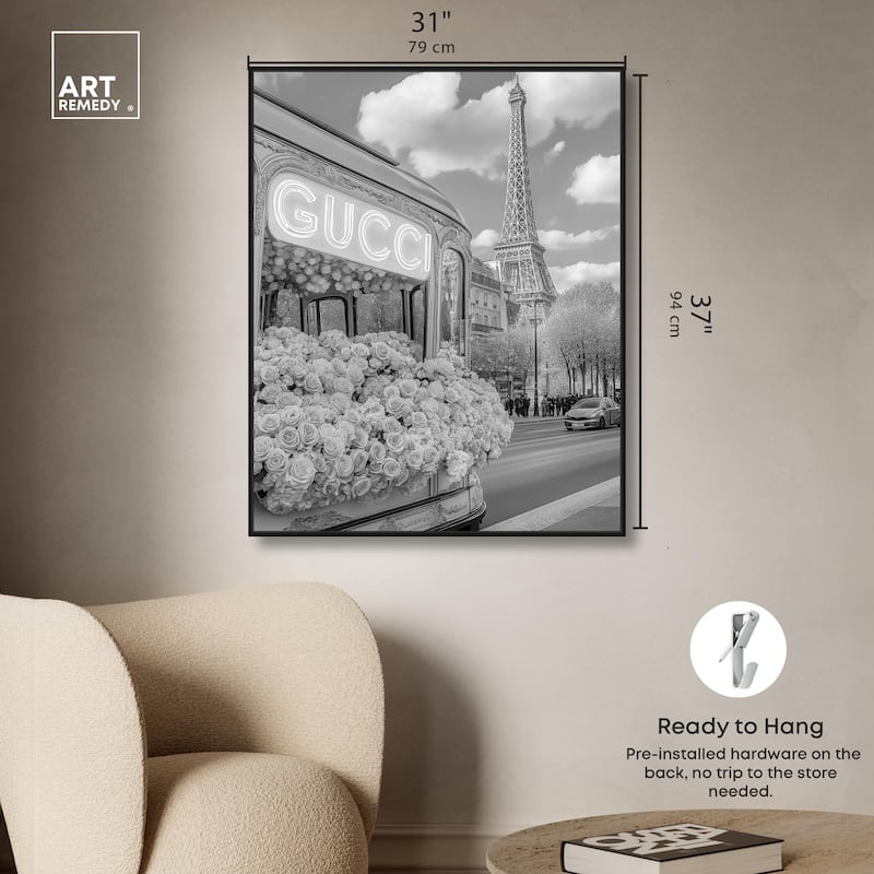 Dreamy Fashion Bus Noir Canvas by Art Remedy
