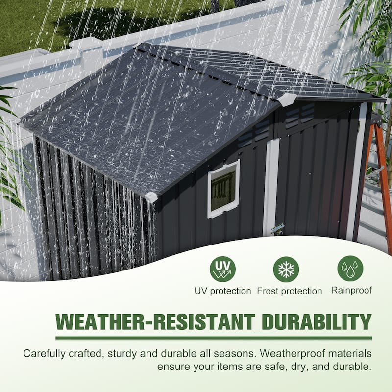 6x4 FT Metal Outdoor Storage Shed, Steel Utility Tool Shed Storage House