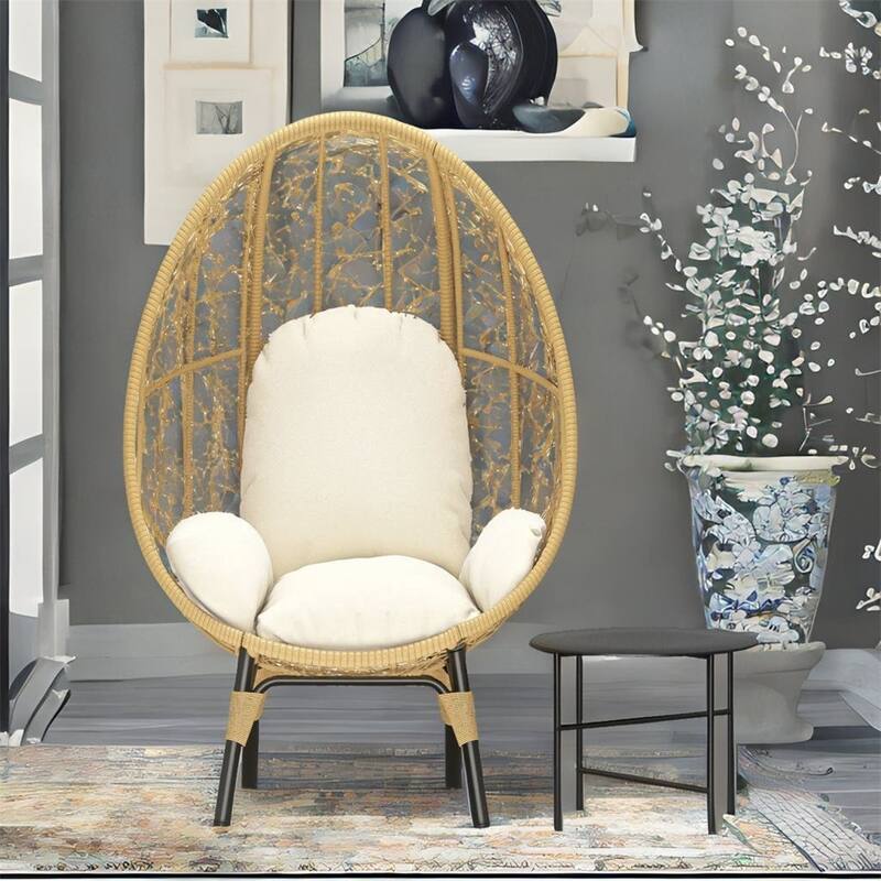 PE Wicker Egg Chair with Cushion and Side Table Bed Bath & Beyond