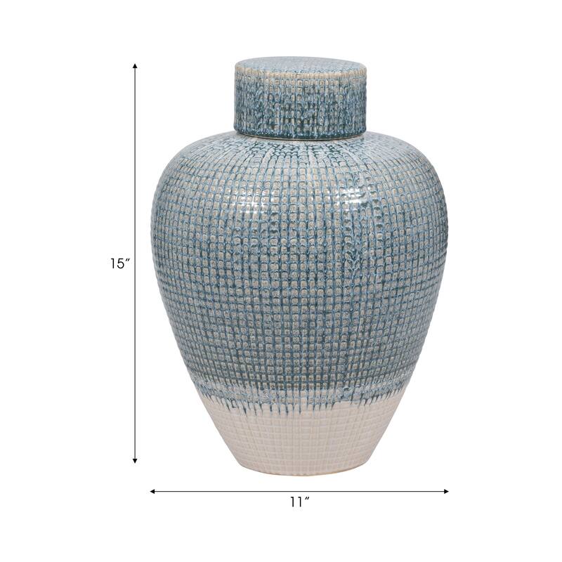 Sagebrook Home Blue Kashion Vase - Stoneware Decor Accent for Modern Living Spaces