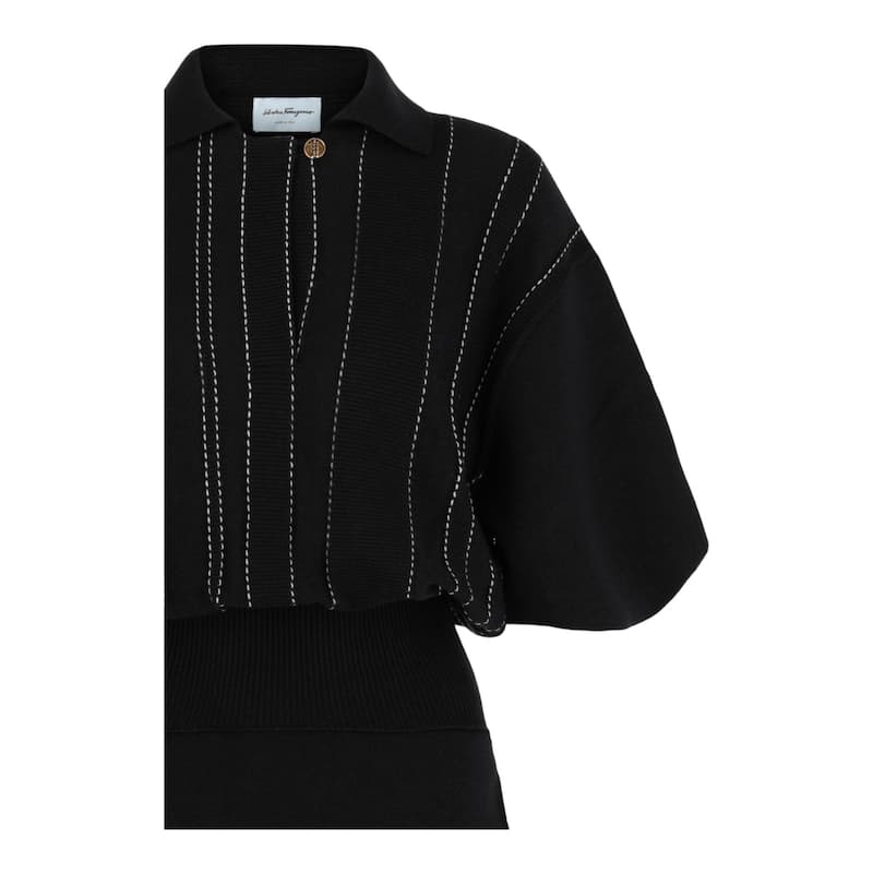 Ferragamo Contrast Stitch Knit Dress, ,