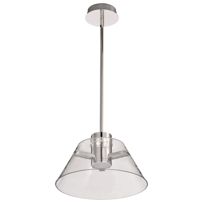 Edmond 14 Inch LED Pendant Polished Nickel with Clear Glass - Polished Nickel