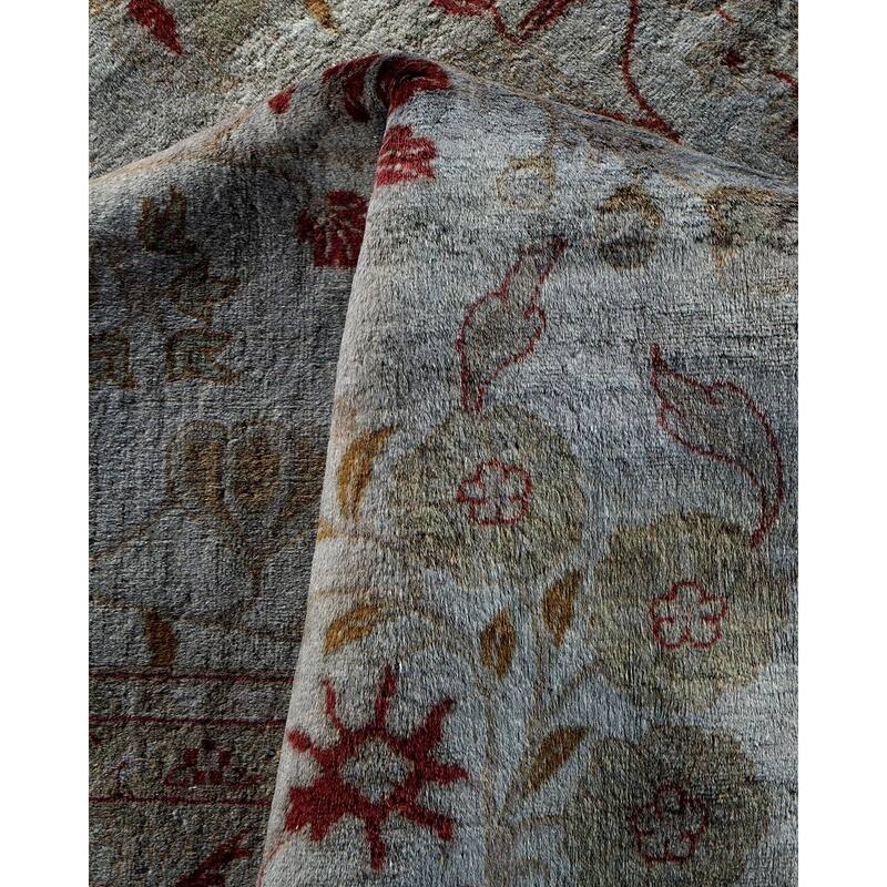 Overton Hand Knotted Wool Vintage Inspired Modern Contemporary Overdyed Gray Area Rug - 9' 3" x 12' 4"
