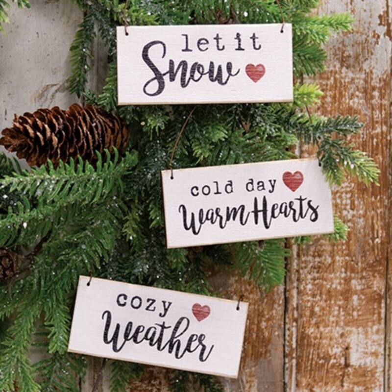 Wooden Heart Ornaments for Seasonal Decorations Christmas Tree Wall or Door Display 3 Asstd. - 1.75" H x 4" W x .25" D