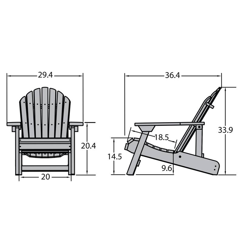 Eco-friendly Synthetic Wood Folding and Reclining Adirondack Chair