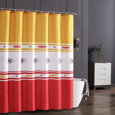 Kansas City Chiefs NFL Licensed Step-Repeat Textured Fabric Shower Curtain and Hook Set