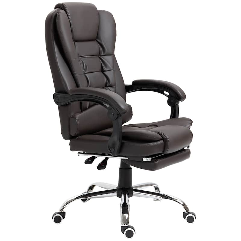 Leather Rolling Chair Reclining Chair with Padded Armrests, Adjustable Height Computer Chair Ergonomic Chair