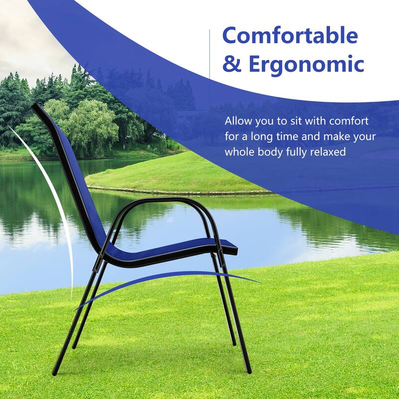 Costway Set of 4 Patio Dining Chairs Stackable Armrest Space Saving - See Details