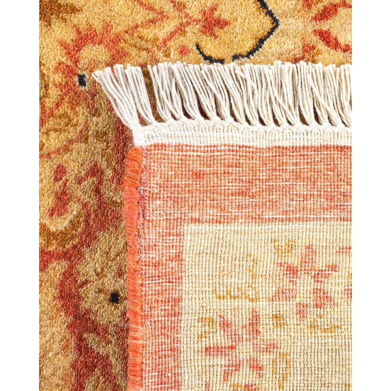 Overton Handknotted Wool Traditional Oriental Orange Area Rug - 8' x 10'