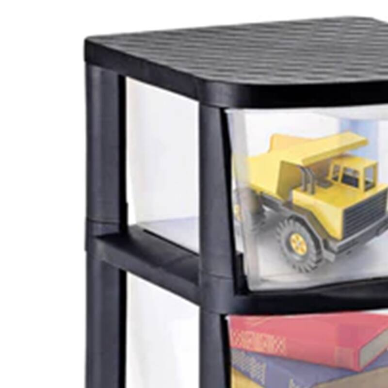 Juggernaut Storage Clear Plastic 4 Drawer Home Storage Tower with Black Frame - 9