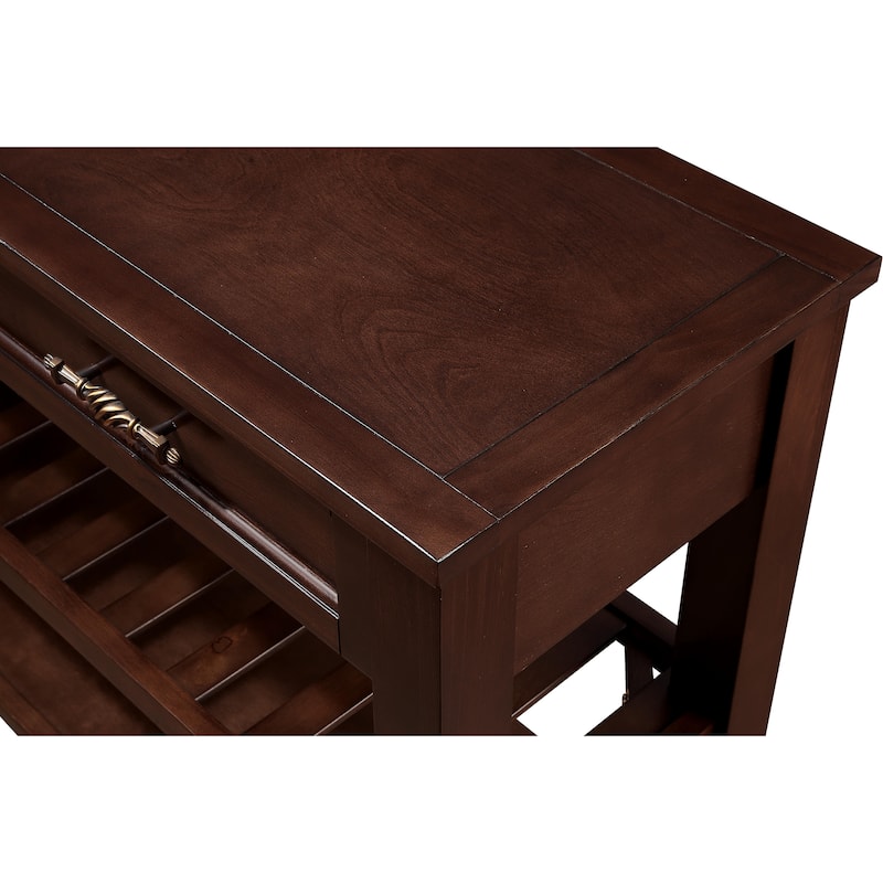 Rustic Console Table Sofa Table with 2 Storage Drawers, Coffee Table Sideboard Buffet with 2 Tiers Shelves