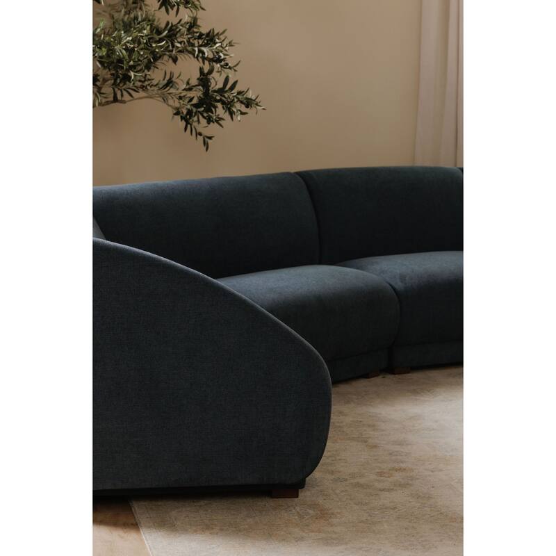 NADAAL STUDIOS Solace Left Arm Facing Modular Sofa, Deep Foam & Fiber Cushioning, Plinth Base, Two Toss Cushions, White
