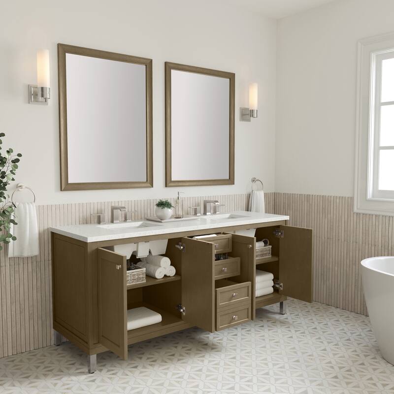 Chicago 72" Double Vanity, Walnut Whisper