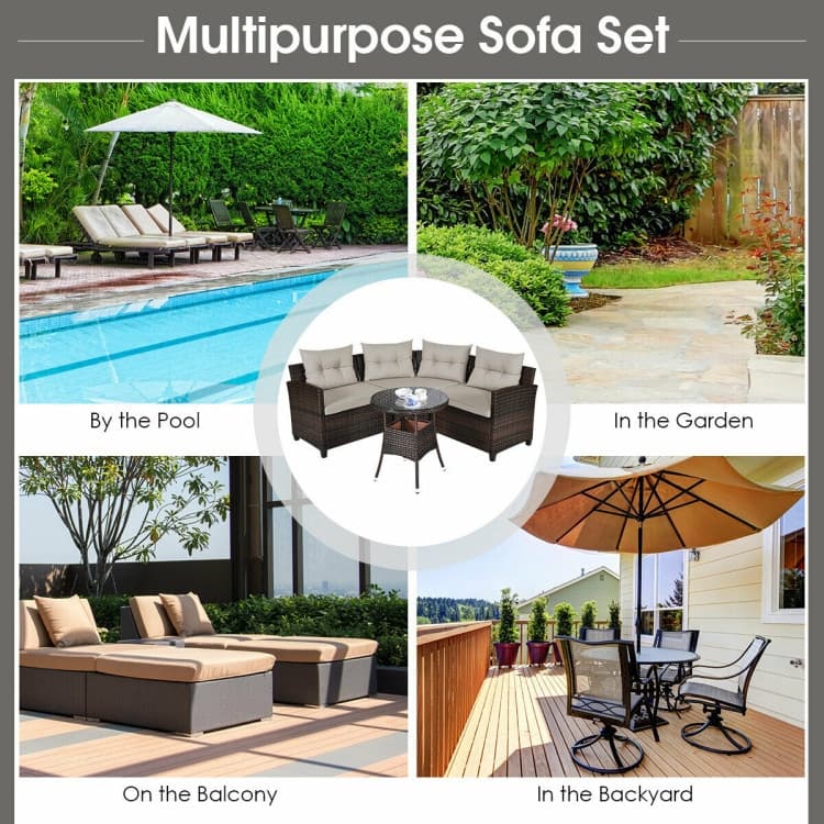4 Pcs Furniture Patio Set Outdoor Wicker Sofa Set - 31.5" x 25.5" x 29" (L x W x H)