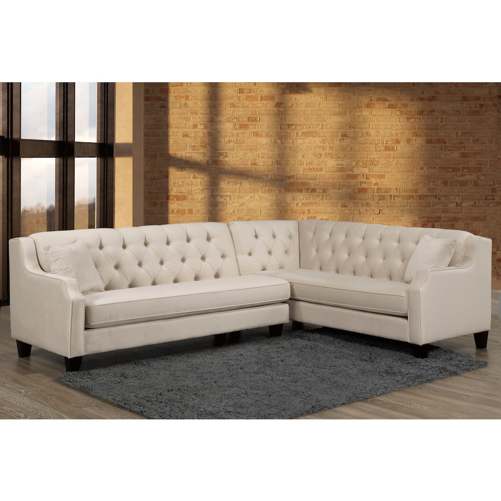 Dawson Cream Button Tufted Fabric Sectional Sofa