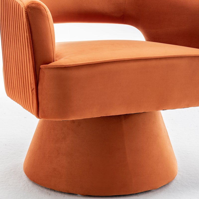 SEYNAR Modren Velvet 360 Degree Swivel Accent Arm Barrel Chair Set of 2 for Living Room