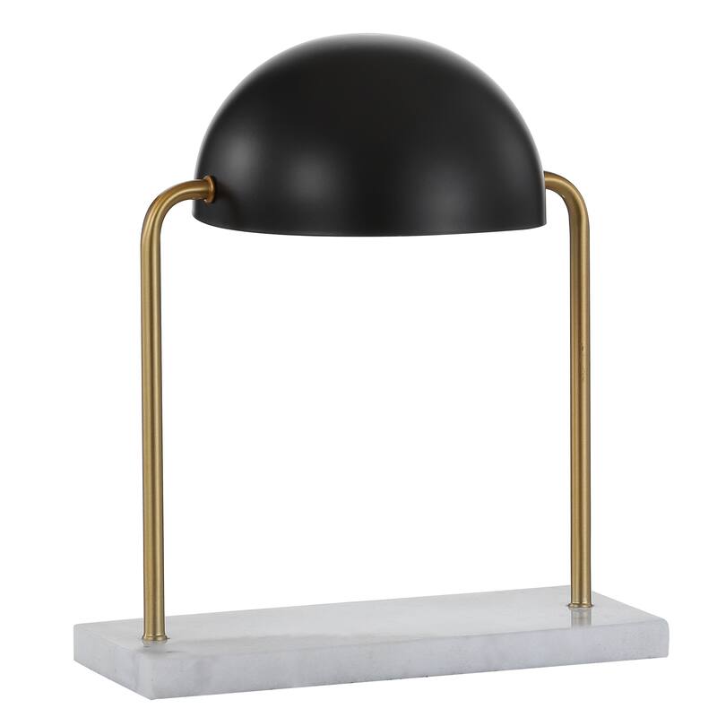 Mia 13.5" Art Deco Dome Lamp with Marble Base, Brass Gold/Black by JONATHAN Y