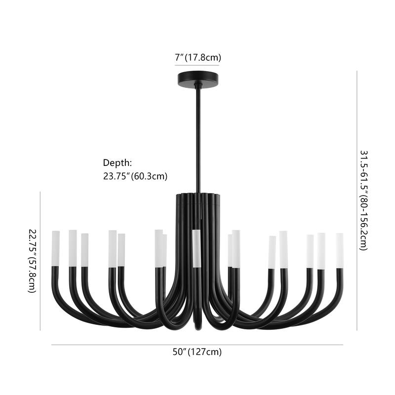 SAFAVIEH Couture Evonne 12-Light Adjustable Chandelier with LED Bulbs - 50"W x 22"D x 62"H