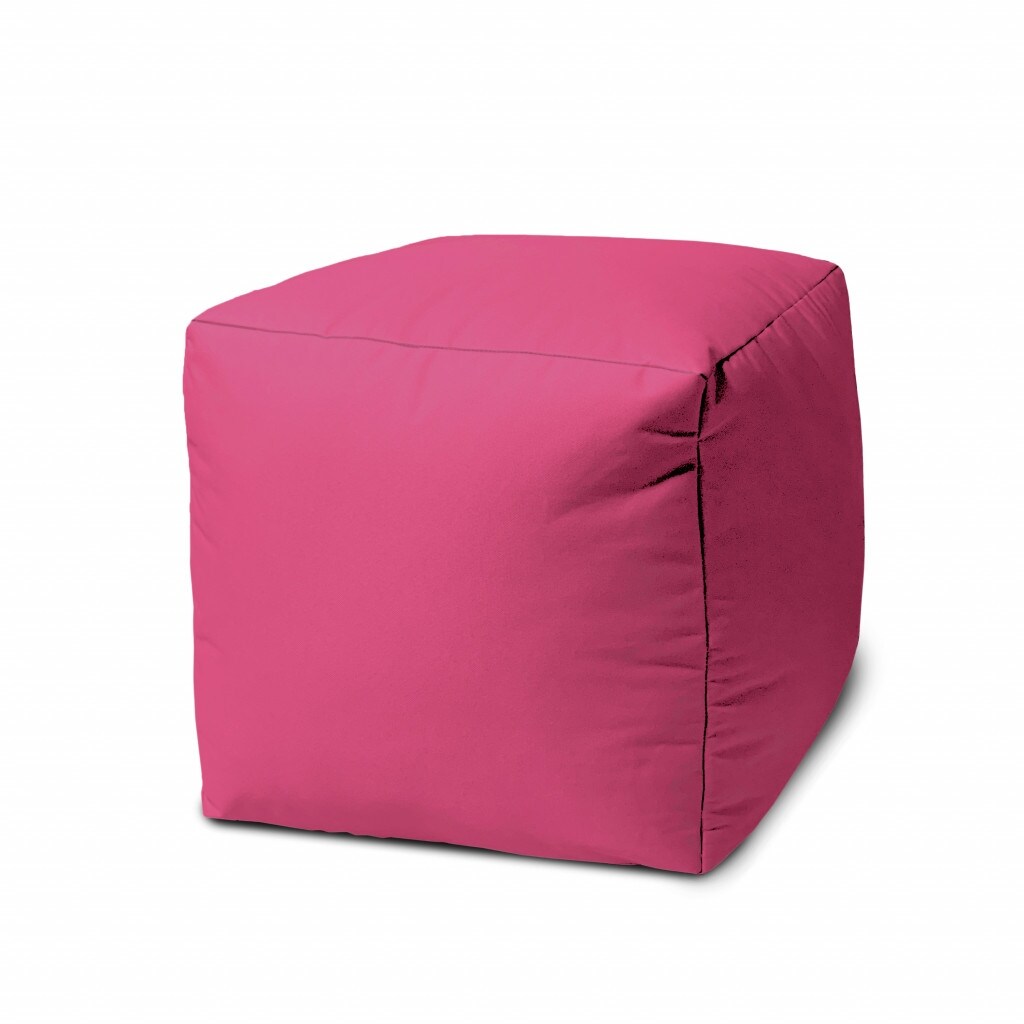 17" Cool Bright Hot Pink Solid Color Indoor Outdoor Pouf Cover