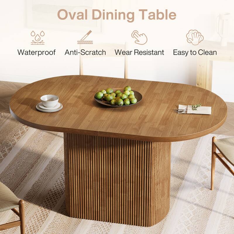 47.24" Oval Dining Table for 4, Rustic Wood Kitchen Table - N/A