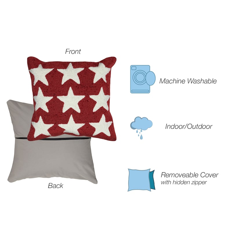 Liora Manne Frontporch Stars Indoor/Outdoor Pillow Red 18" Square