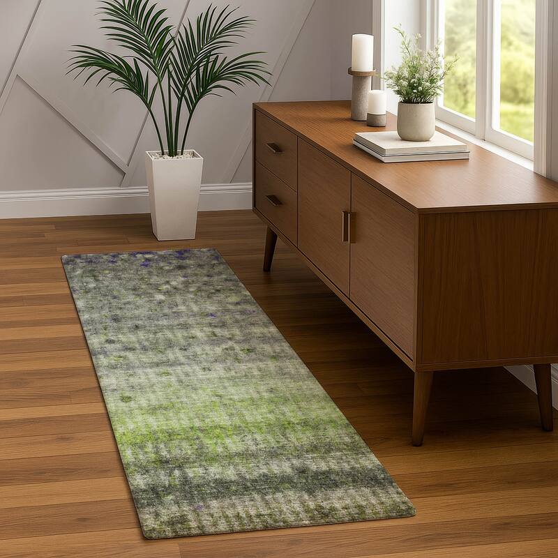 Machine Washable Indoor/ Outdoor Ombre Stripes Chantille Rug