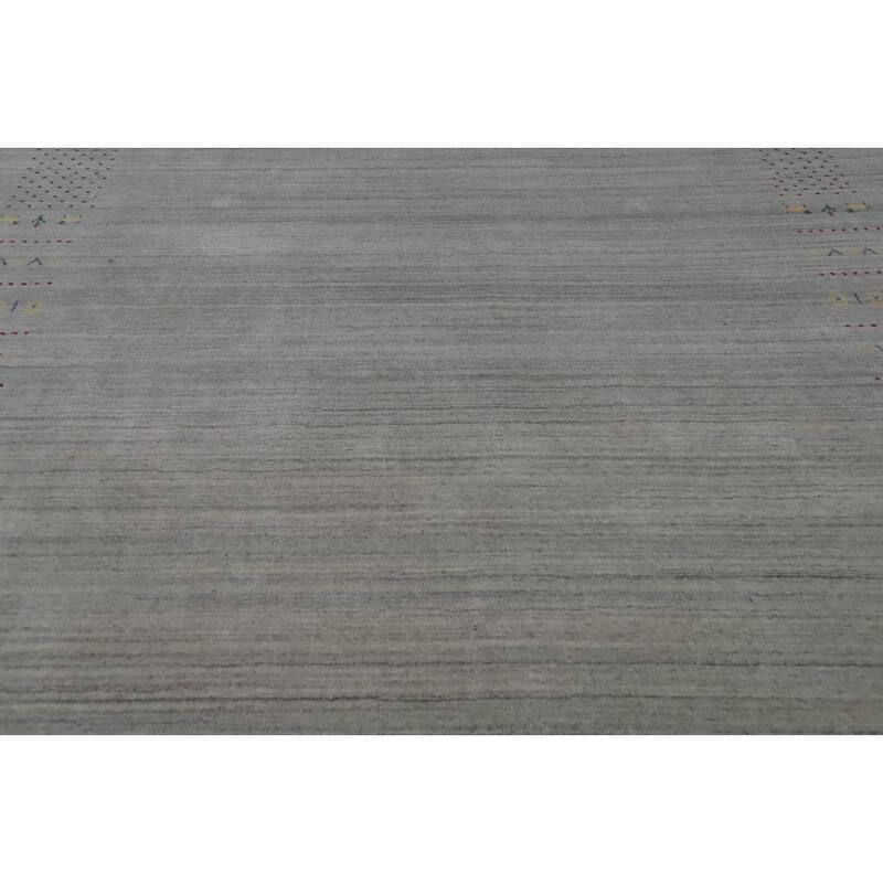 Hand Knotted Oriental 100% Wool Carpet Tribal Animal Pictorial Greys & Charcoal Gabbeh Area Rug - 9' 9'' X 7' 10''