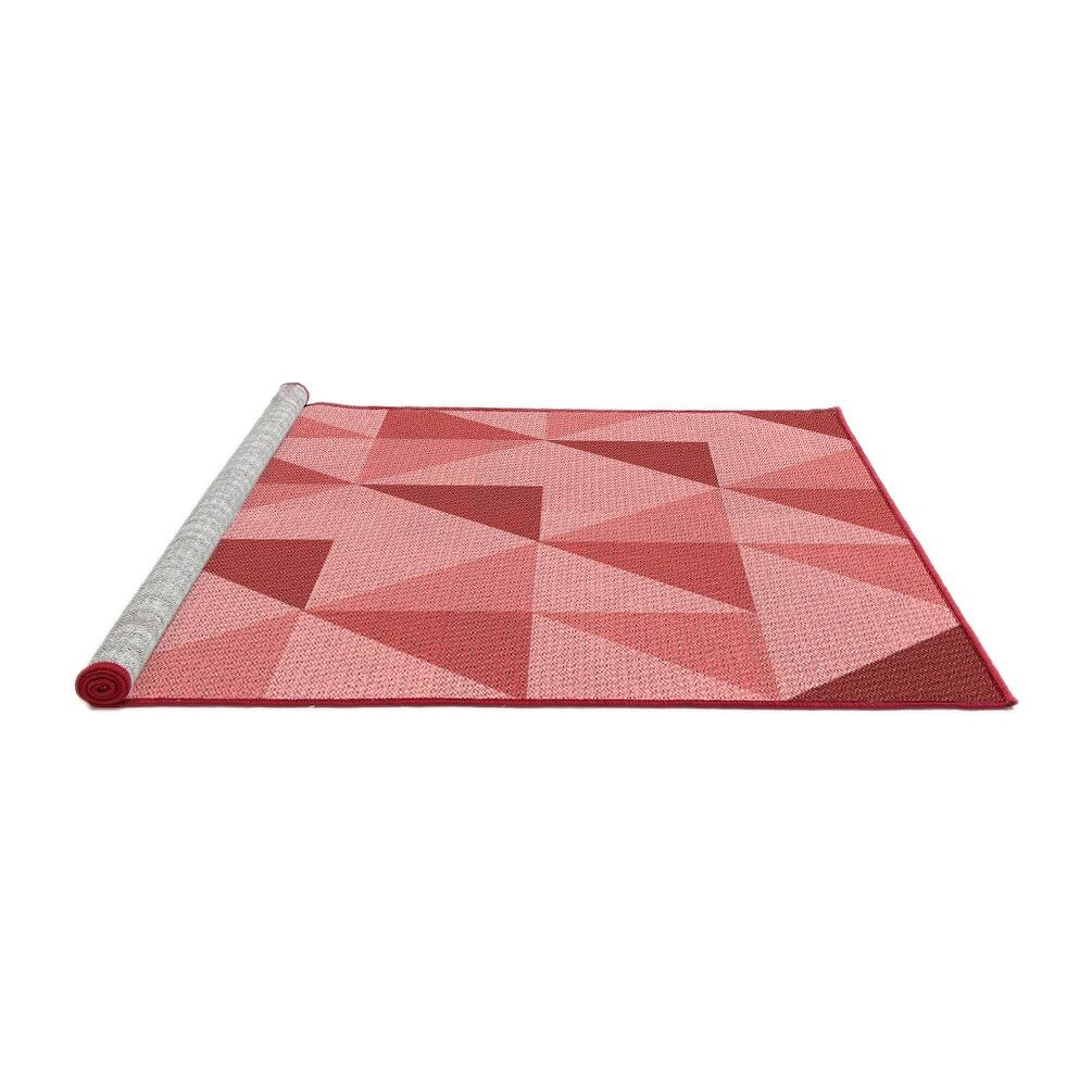 Ahgly Company Machine Washable Transitional Light Coral Pink Area Rugs