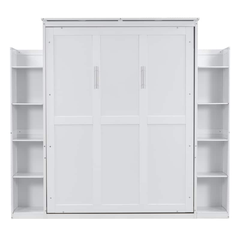 Queen Murphy Bed Cabinet Bed Wall Bed - White