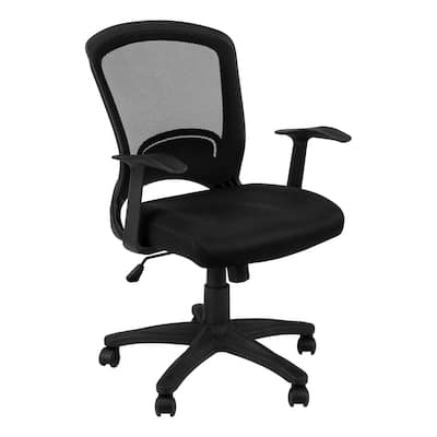 Mid Back Black Mesh Office Chair with Contoured Back, Swivel Seat, Tilt Function and Rolling Casters