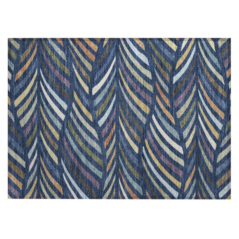 Machine Washable Indoor/ Outdoor Modern Feather Chantille Rug
