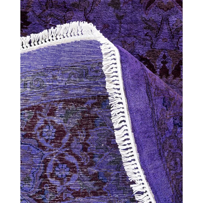 Fine Vibrance, One-of-a-Kind Hand-Knotted Area Rug - Purple, 6' 1" x 6' 1" - 6' 1" x 6' 1"