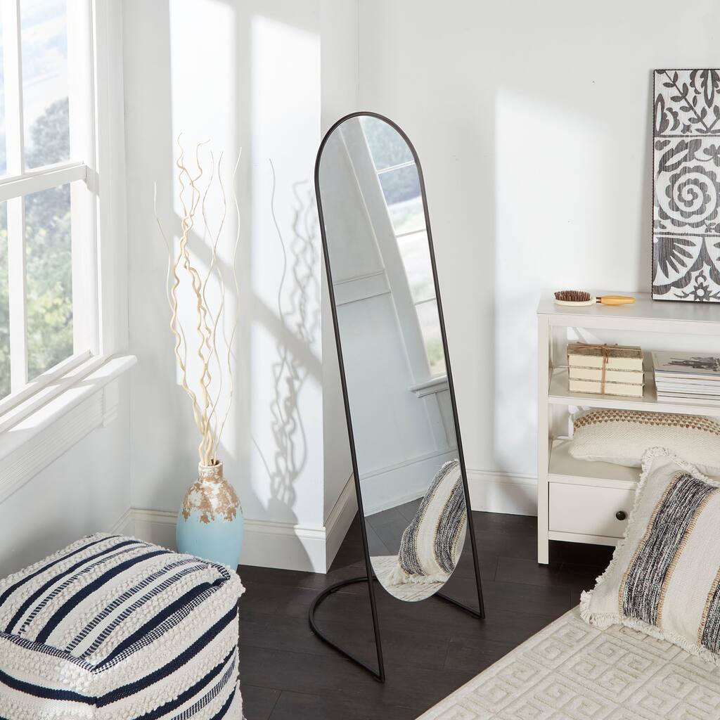 15x55 Modern Black Oval Full Length Free Standing Mirror with Easel