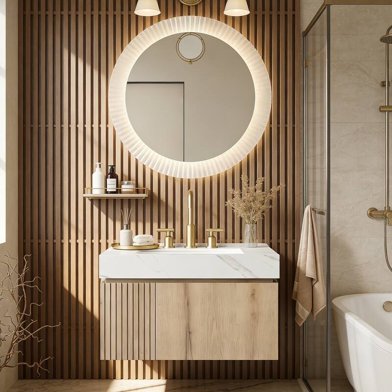 Floating Storage Bathroom Vanity with 3 Pre-drilled Faucet Holes