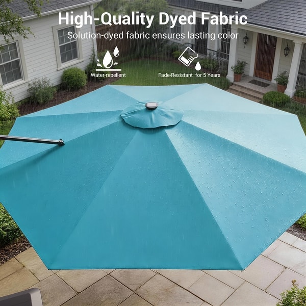 color fade resistant patio umbrella MASTERCANOPY 9ft 3-Tier Olefin 5-Year-Non-Fading you can open or PURPLE LEAF Patio Umbrella Choose Option:Messenger Bag Bluebird SM US2GOOGLE