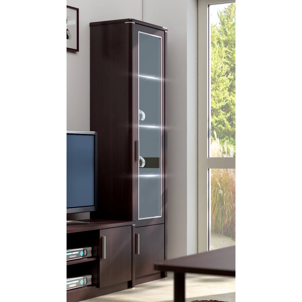 Luxor 2-Door Display Case with LED Shelves and Cabinet