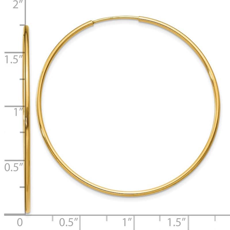 Curata 14k Yellow Gold 40x40mm Endless Hoop Earrings