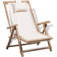 vidaXL Deck Chair Bamboo Folding Patio Garden Outdoor Sunlounger Recliner