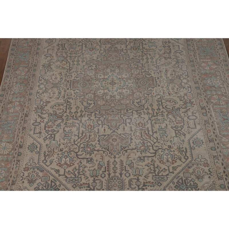 Geometric Tabriz Persian Area Rug Living Room Hand-Knotted Wool Carpet - 8'0"x 10'10"