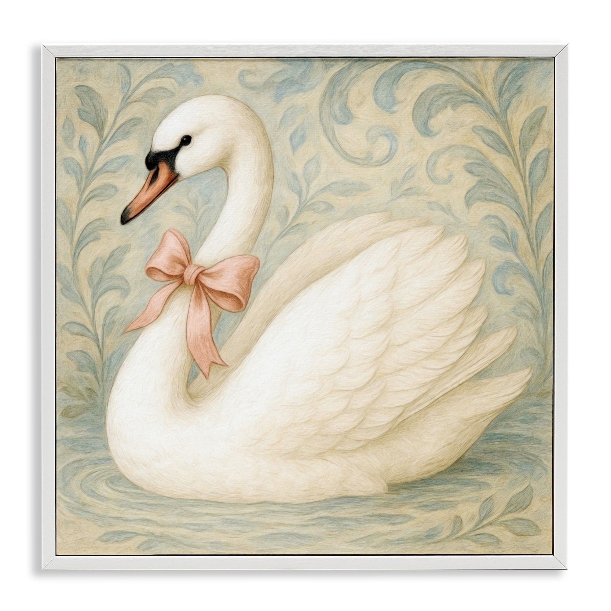 Stupell Vintage Leaves Swan Framed Giclee Art Design By Grotto Studios