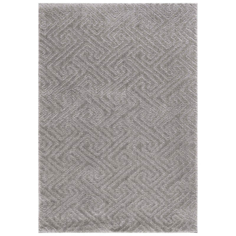 SAFAVIEH Tahoe Shag Nieki Geometric 1.2-inch Thick Rug - 5' x 7' - Grey - Rectangle
