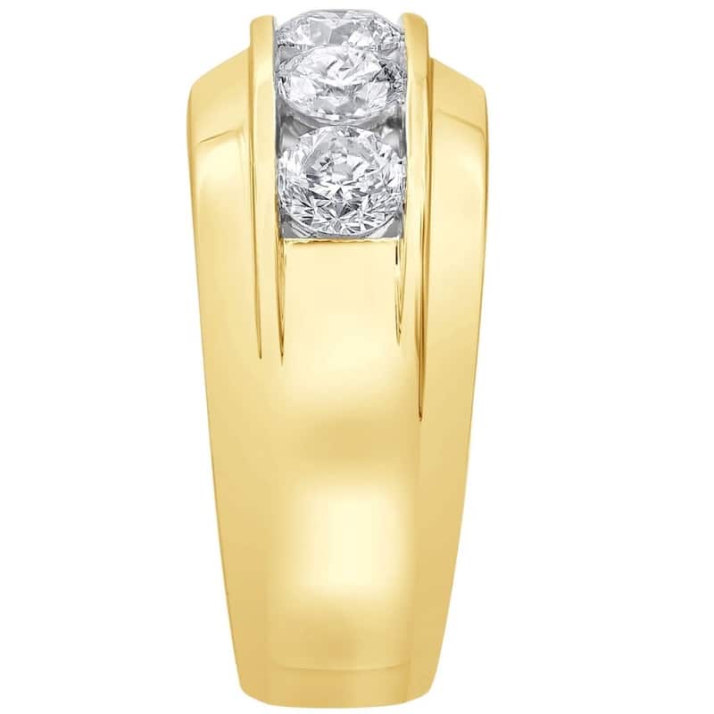 4Ct Diamond Men's Six Stone Anniversary Wedding Ring in 10k Yellow Gold