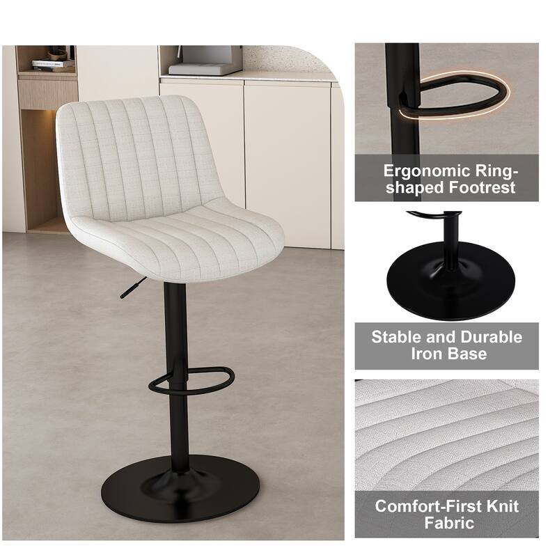 Counter Height Bar Stools Set of 2, Swivel Bar Stools with Adjustable Height, Kitchen Island Chairs with Footrest