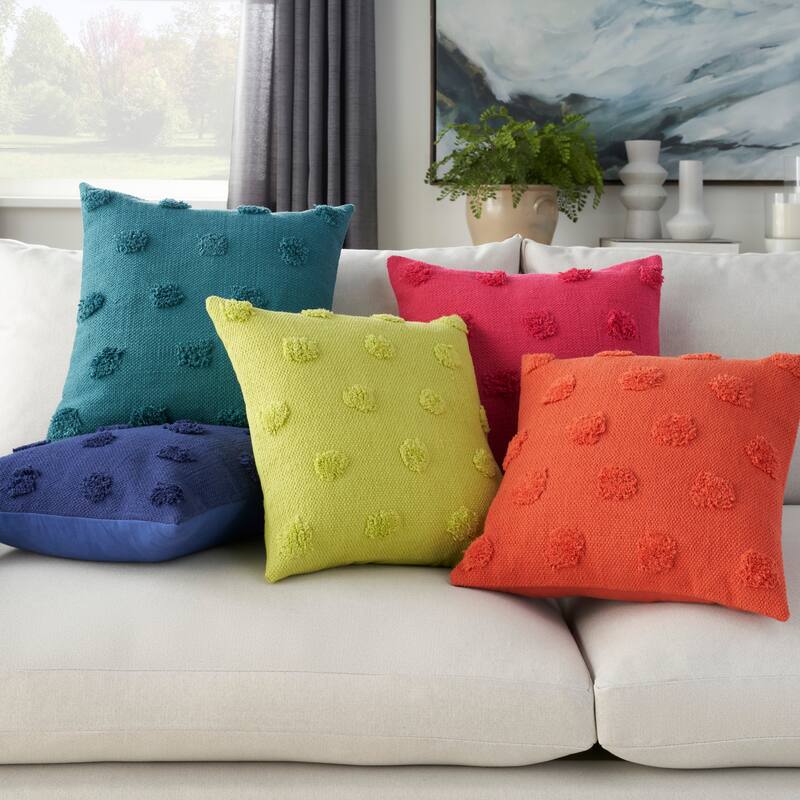  Mina Victory Life Styles Tufted Dots Solid Textured 18" x 18" Indoor Throw Pillow 