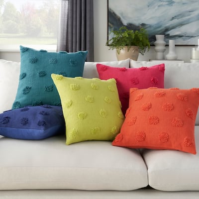  Mina Victory Life Styles Tufted Dots Solid Textured 18" x 18" Indoor Throw Pillow 